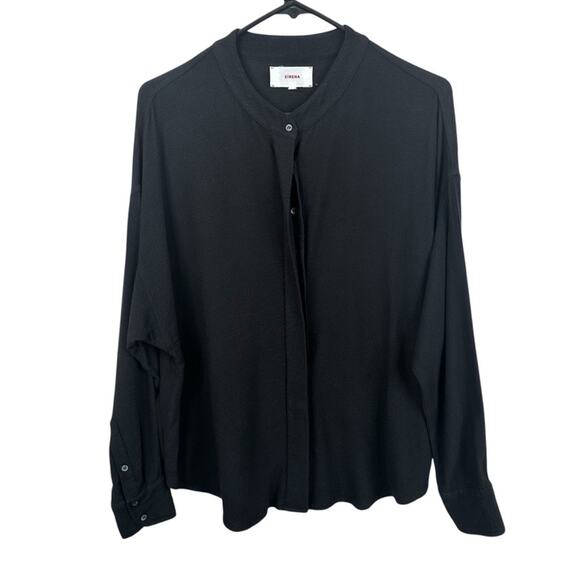 Xirena Shirt Womens Small Black Cotton Blend Relaxed Fit Casual Button Down Top - Picture 1 of 8